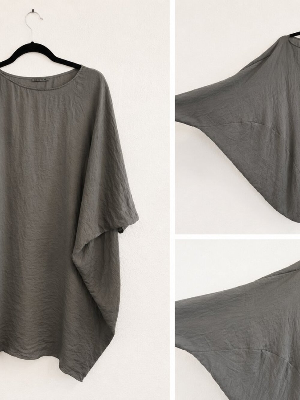 OSKA Oversized Cocoon Top Gray Asymmetric Tunic | Pewter Gray | Size 4